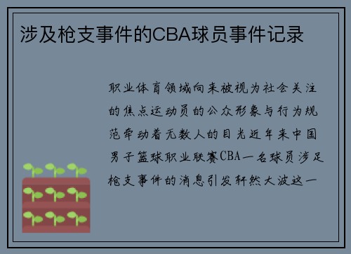 涉及枪支事件的CBA球员事件记录